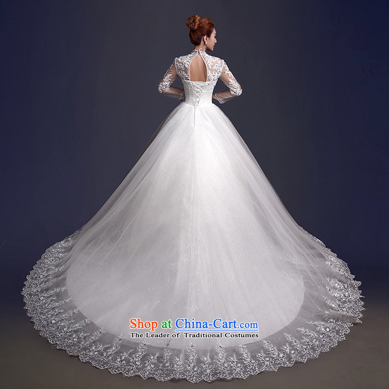 The color is to align the bride her wedding dress 2015 new wedding spring winter thick retro back long-sleeved wedding tail winter white high-end to contact our Customer Service at (parent country color is Windsor shopping on the Internet has been pressed