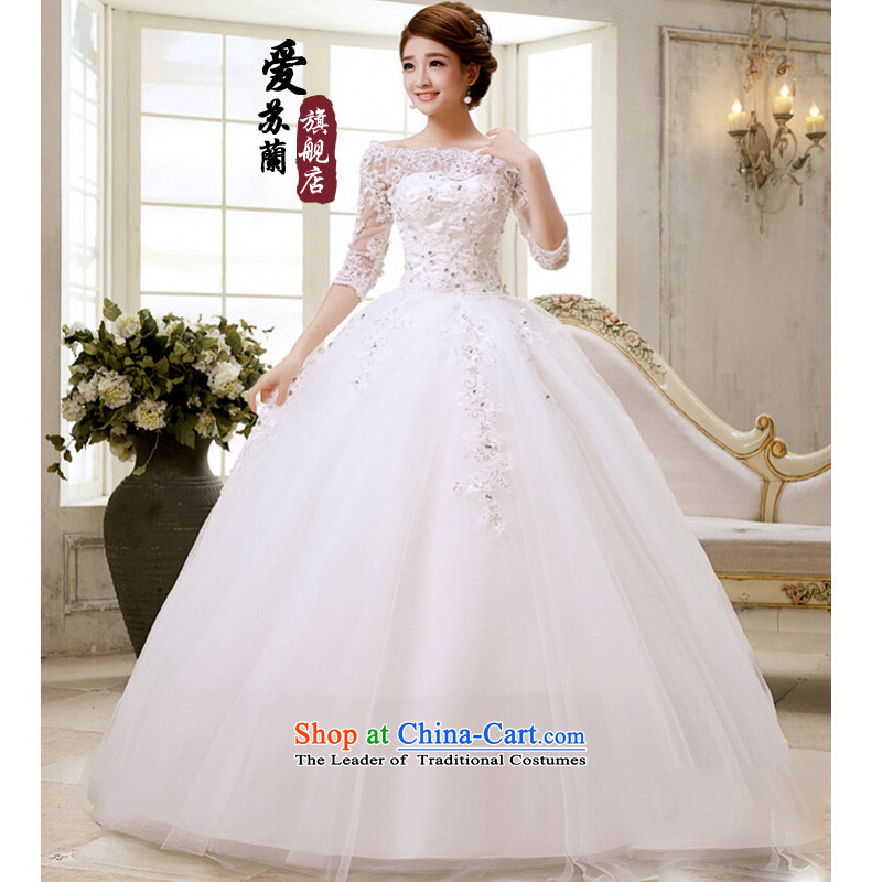 The new bride wedding dress lace a field for half a long-sleeved Korea shoulder version princess retro bridal dresses cuff size is not made of white not love, Su-lan switch has been pressed shopping on the Internet