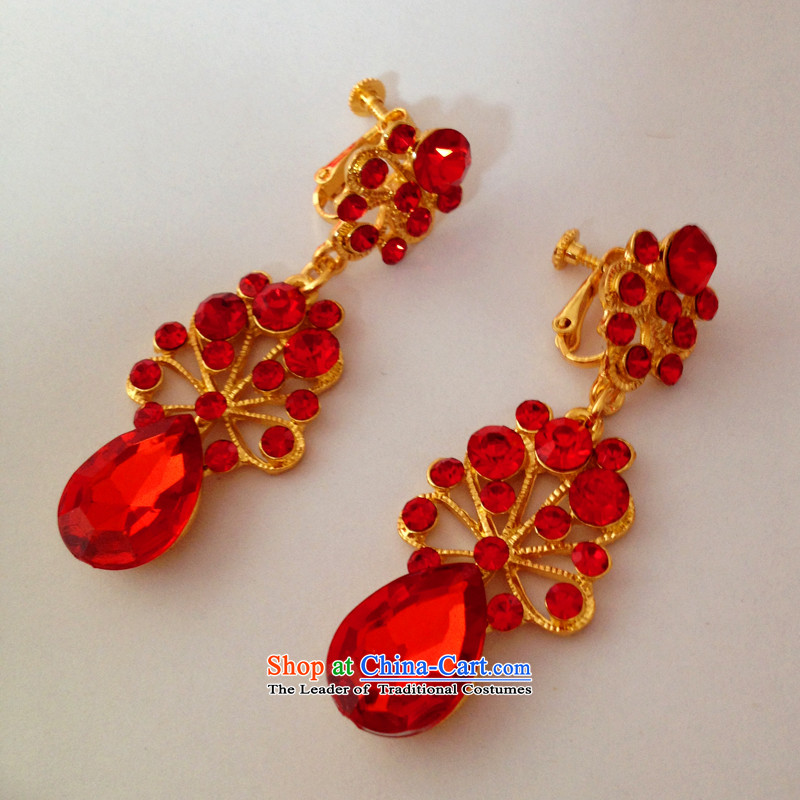 The Friends of Korean water clamp drill ear earrings bride wedding dresses qipao Ms. accessories no pendants Kungkuan earrings red peacock figure, friends (LANYI) , , , shopping on the Internet