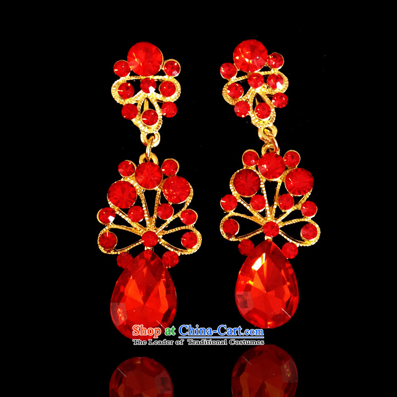 The Friends of Korean water clamp drill ear earrings bride wedding dresses qipao Ms. accessories no pendants Kungkuan earrings red peacock figure, friends (LANYI) , , , shopping on the Internet
