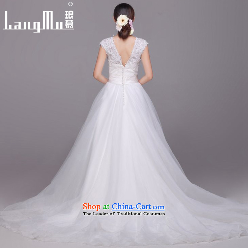 The new 2015 Luang round-neck collar wedding dresses Lace Embroidery zipper tail wedding customised S, Luang in , , , shopping on the Internet