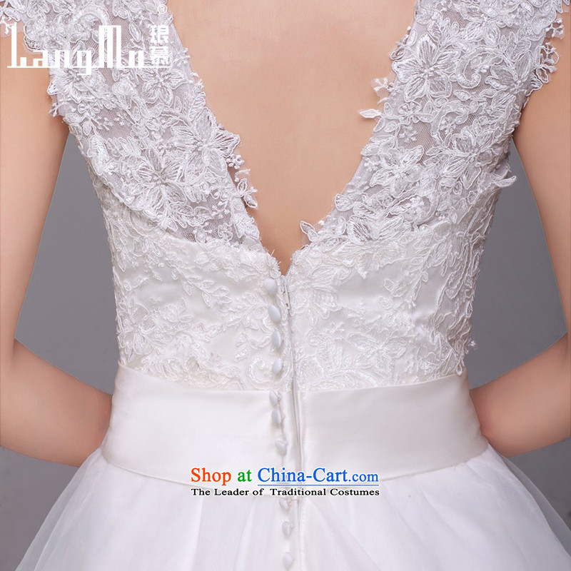 The new 2015 Luang round-neck collar wedding dresses Lace Embroidery zipper tail wedding customised S, Luang in , , , shopping on the Internet
