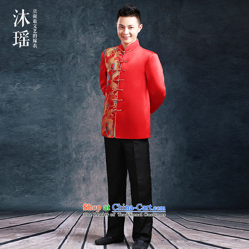 Bathing in the summer of 2015, Chinese style wedding Yiu Man Wedding Dress Yun Jin Tang dynasty texture men fall and winter New Red Classics men Soo Wo Service bows6412 simplex dragonLchest 120CM