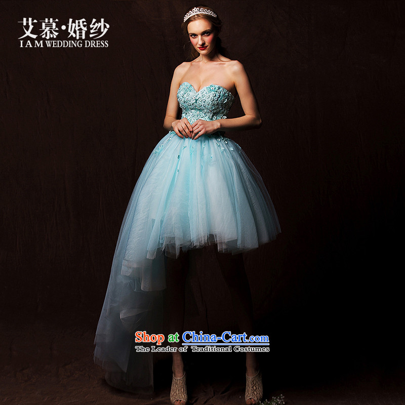The wedding dresses HIV 2015 New Bik Ying wiping the chest color, personalized front stub long after marriage Lake Blue M