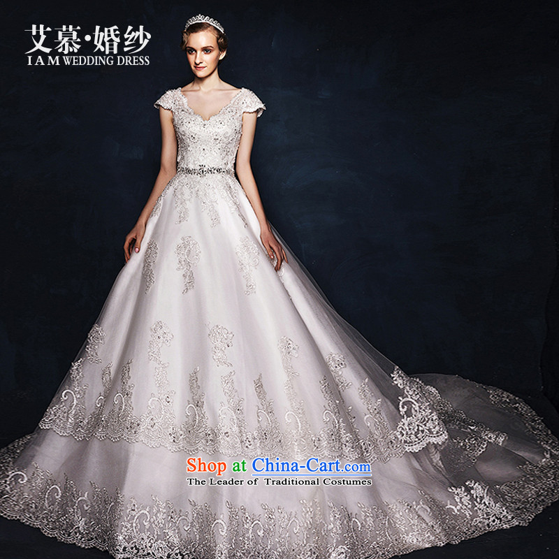 The wedding dresses HIV2015 new if Xin shoulders back lace long tail wedding WhiteM