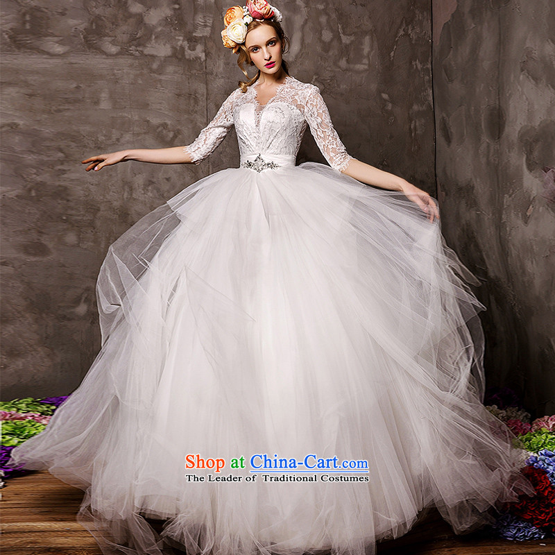 The wedding dresses HIV 2015 new proposals in depth V neon lace to align the Cuff bon bon skirt wedding white S, HIV in , , , shopping on the Internet