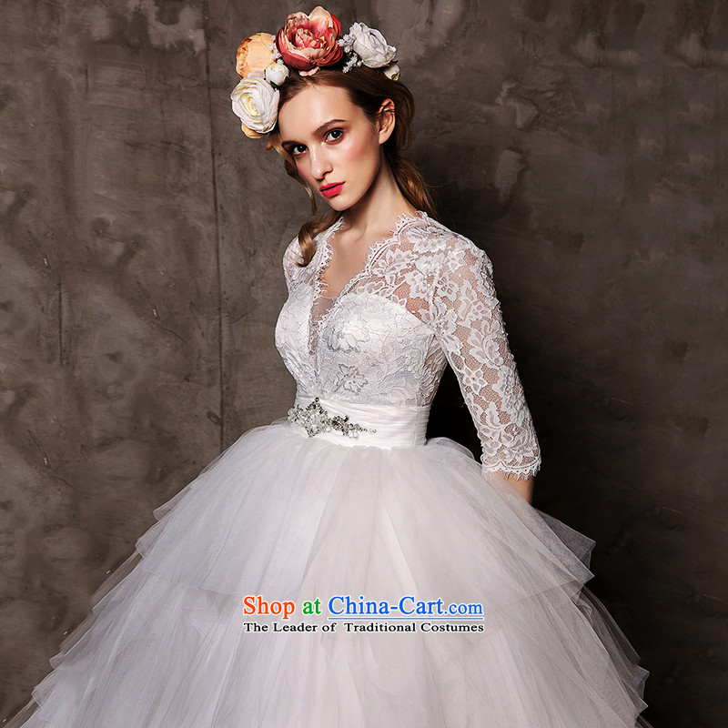 The wedding dresses HIV 2015 new proposals in depth V neon lace to align the Cuff bon bon skirt wedding white S, HIV in , , , shopping on the Internet