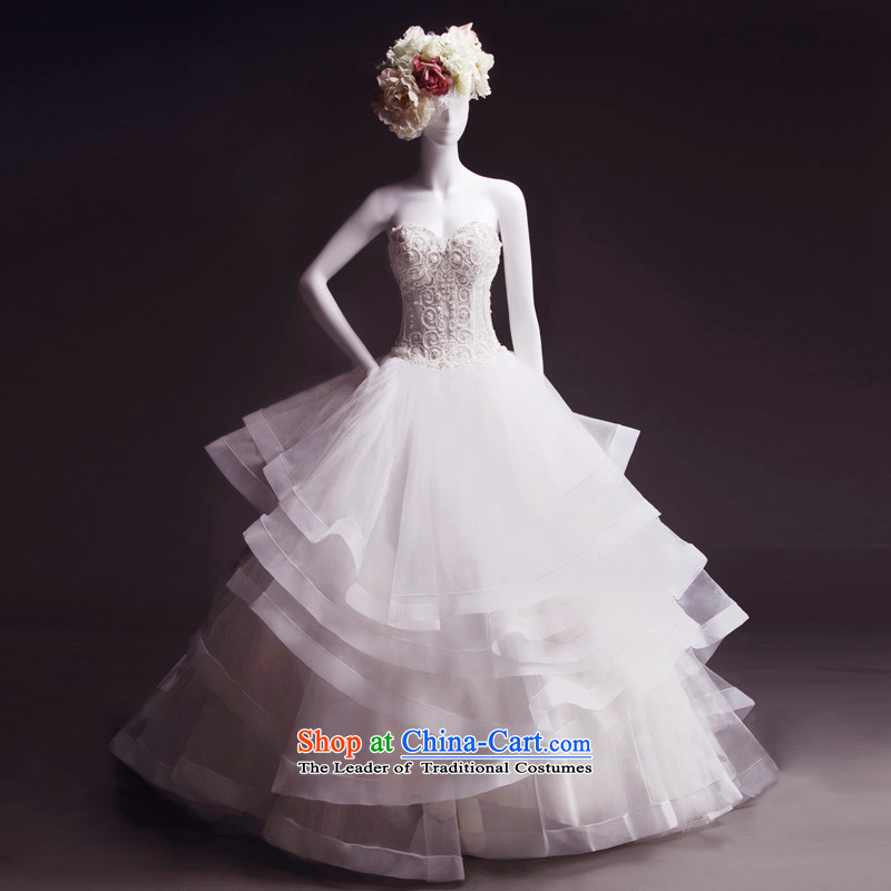 Full Chamber Fong Spring New Products wedding dresses new 2015 drill tail winter thick breast tissue lace white173-M Straps