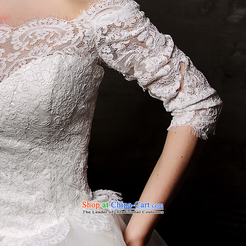 The wedding dresses HIV 2015 estimated in accordance with the new word-long sleeve shoulder lace bon bon skirt tail White M, HIV in , , , shopping on the Internet