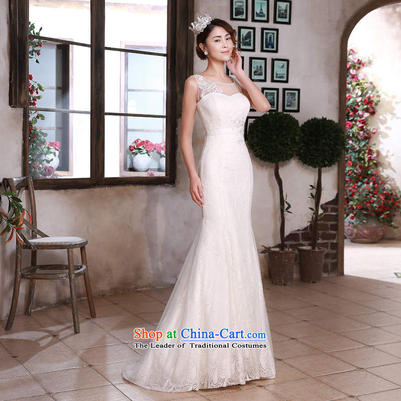 Talk to her wedding dresses new Word 2015 shoulder for Sau San Korean crowsfoot large stylish lace trailing white wedding , L, overture to Madame shopping on the Internet has been pressed.