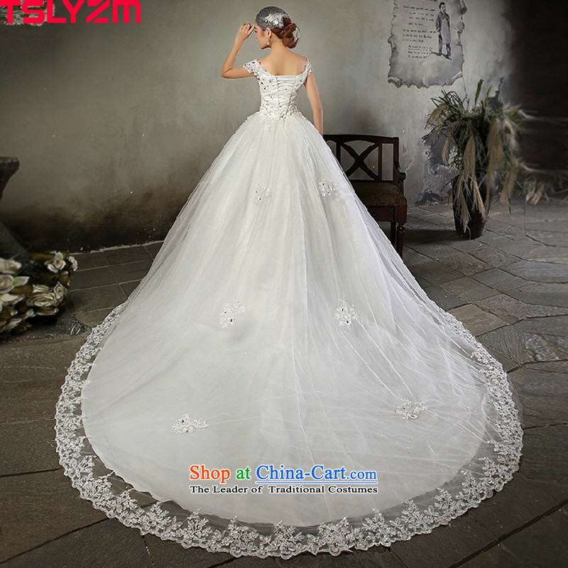 The word tslyzm shoulder length tail wedding dresses 2015605 autumn and winter new marriages V-Neck shoulders lace retro wedding Sau San skirt white streak wedding m,tslyzm,,, shopping on the Internet