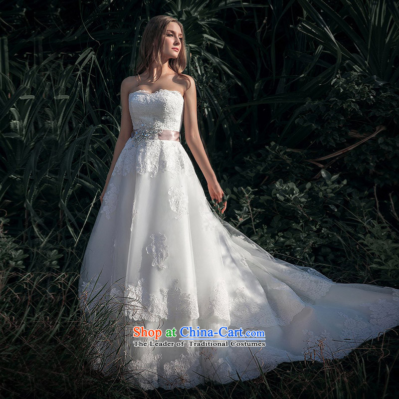 A bride wedding dresses 2015 new lace straps wedding drill wedding overseas high card design A510 tail-made 25-day shipment, a bride shopping on the Internet has been pressed.