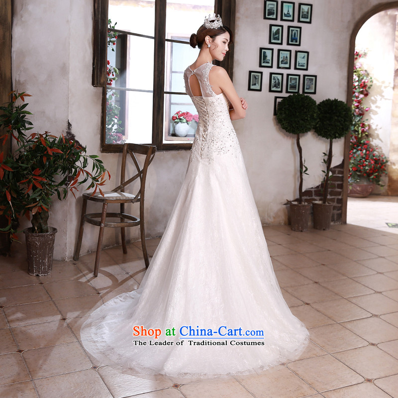 Talk to her wedding dresses new Word 2015 shoulder for Sau San small trailing stylish and elegant large graphics thin bride wedding White XL, whisper to Madame shopping on the Internet has been pressed.