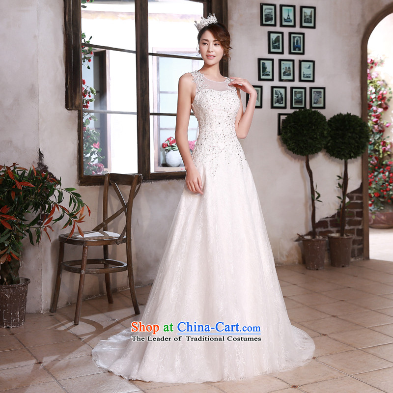 Talk to her wedding dresses new Word 2015 shoulder for Sau San small trailing stylish and elegant large graphics thin bride wedding White XL, whisper to Madame shopping on the Internet has been pressed.