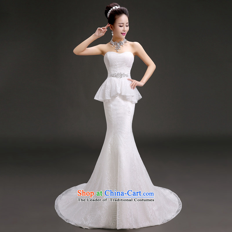 The Friends of wedding dresses 2015 new anointed chest small trailing crowsfoot Foutune of lace wedding Korean version wedding dresses thin white L code waist 2.1 foot, Yi (LANYI) , , , shopping on the Internet