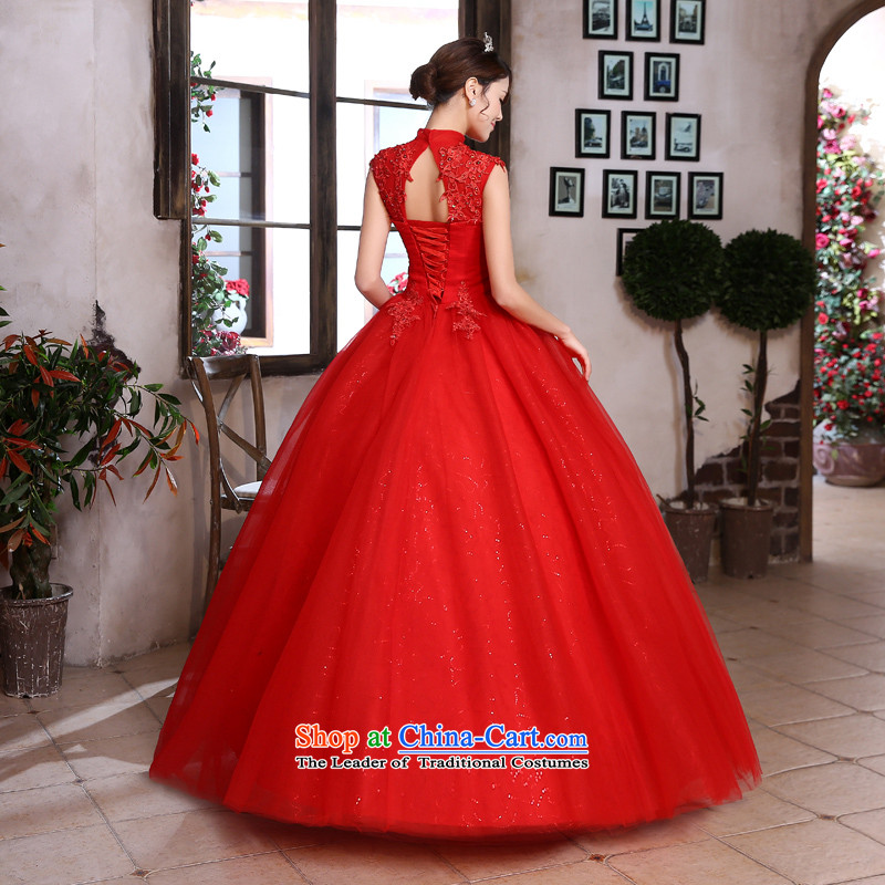 Talk to Her Wedding Dress 2015 Spring/Summer New Hepburn style reminiscent of the court to align the collar marriages red wedding red XXL, Honey Words to Madame shopping on the Internet has been pressed.