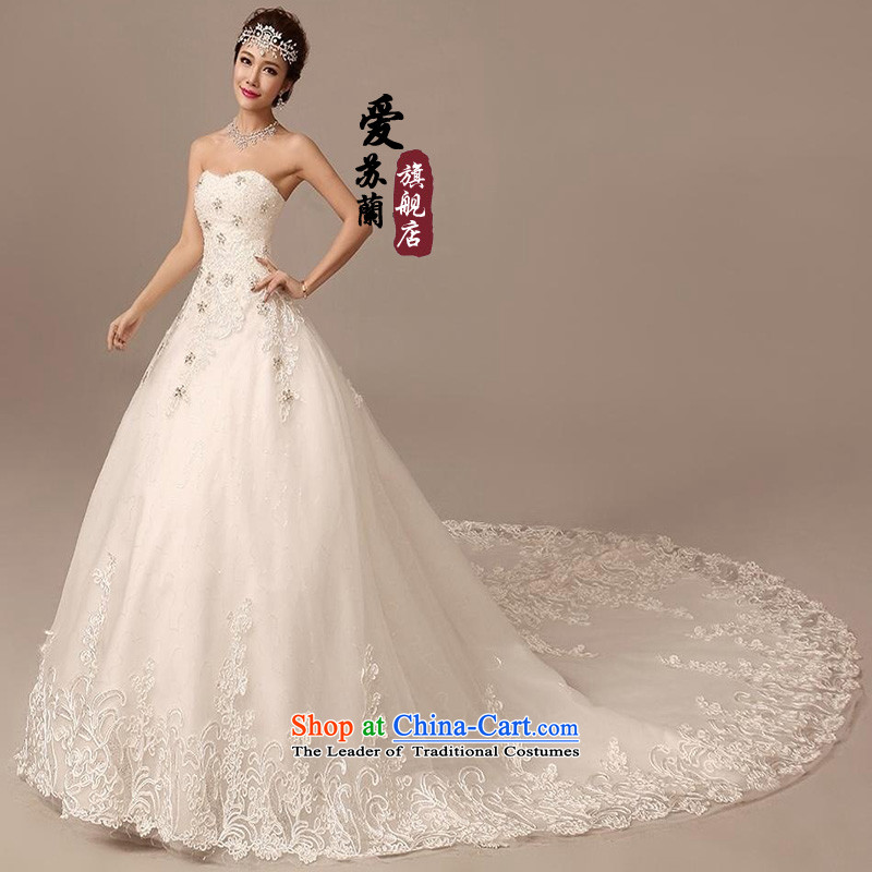 The new foreign trade up wedding gown, SUPER FANTASY large tail wedding gown, bridal wedding photography wedding tail Sau San video lace thin long trailing white streak wedding made size do not return not switch to love, Su-lan , , , shopping on the Inter