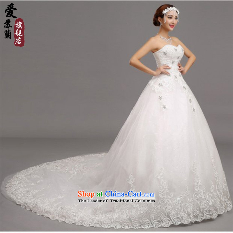 The new foreign trade up wedding gown, SUPER FANTASY large tail wedding gown, bridal wedding photography wedding tail Sau San video lace thin long trailing white streak wedding made size do not return not switch to love, Su-lan , , , shopping on the Inter