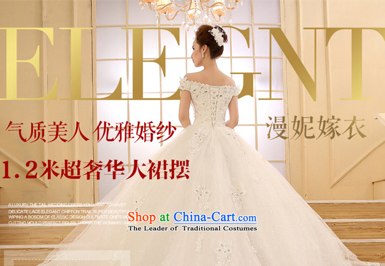 Time Syrian tail wedding dresses, Korea stylish new Word 2015 spring and fall shoulder graphics thin large bride over a long period of wedding dress wedding winter 1.2 m tail M picture, prices, brand platters! The elections are supplied in the national character of distribution, so action, buy now enjoy more preferential! As soon as possible.