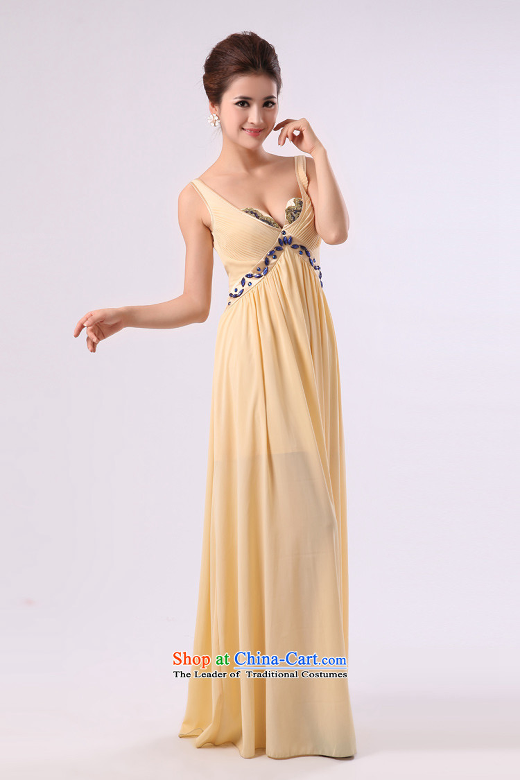 The lifting strap is elegant nail on-chip beads long large bride wedding dress bows services banquet dinner dress pale yellow L picture, prices, brand platters! The elections are supplied in the national character of distribution, so action, buy now enjoy more preferential! As soon as possible.