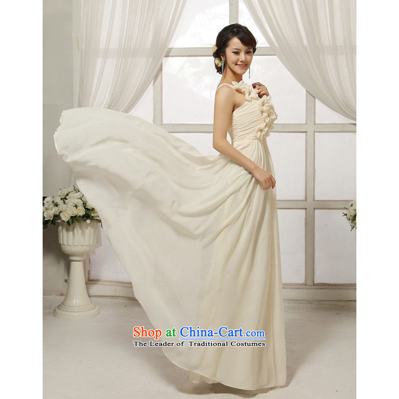 Charlene Choi spirit of new (yanling) fashionable dress long single shoulder strap bride wedding dresses bows services under the auspices of dress beige , L, Charlene Choi Spirit (yanling) , , , shopping on the Internet