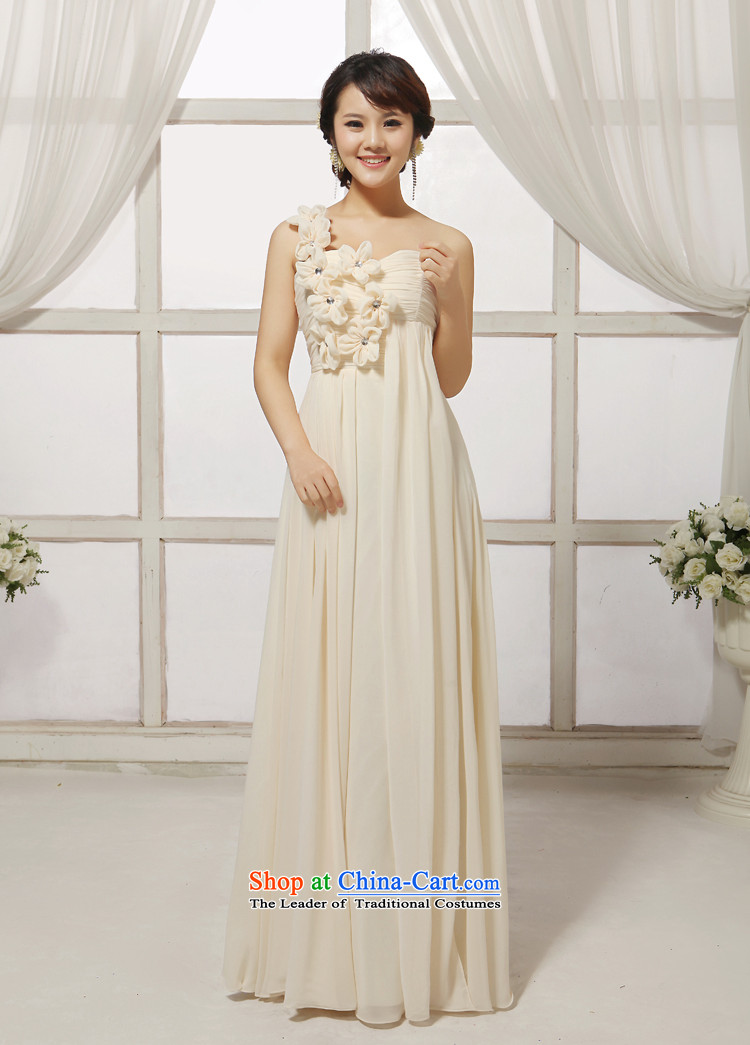 Charlene Choi spirit of new (yanling) fashionable dress long single shoulder strap bride wedding dresses bows services under the auspices of dress beige L picture, prices, brand platters! The elections are supplied in the national character of distribution, so action, buy now enjoy more preferential! As soon as possible.