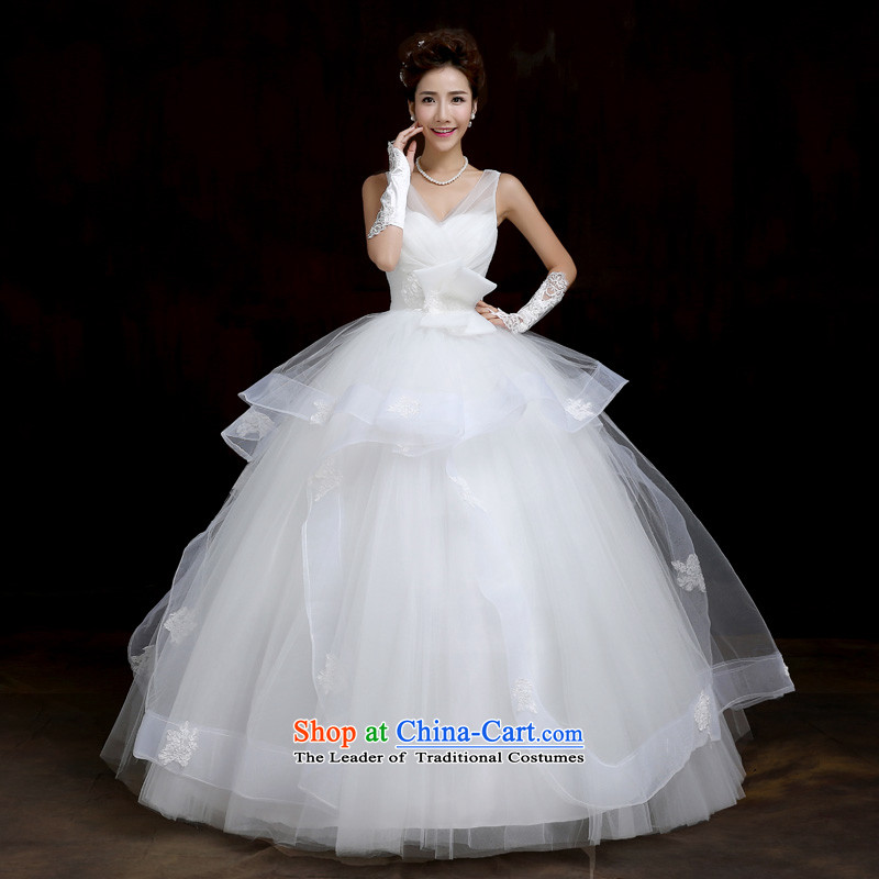 Su Xiang edge wedding dresses new 2015 Korean shoulders to align the wedding of large thin graphics custom pregnant women wedding WhiteM