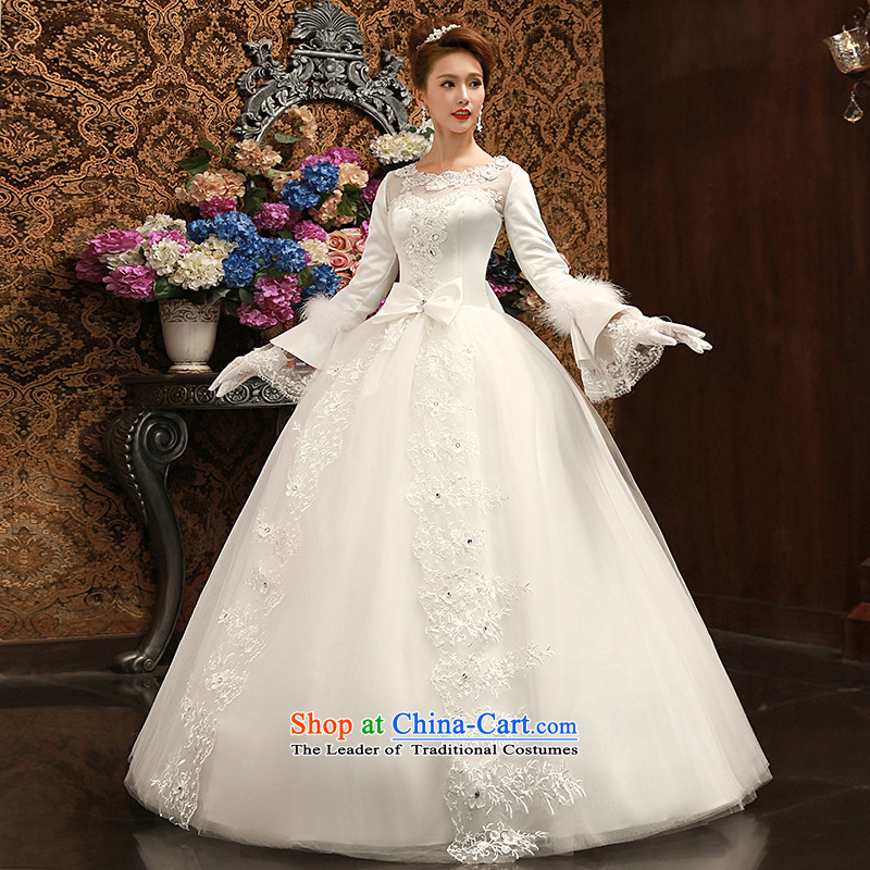 Su Xiang Edge 2015 new long-sleeved lace video thin marriage wedding long-sleeved straps romantic bride bon bon skirt wedding dresses white S, Su Xiang edge , , , shopping on the Internet