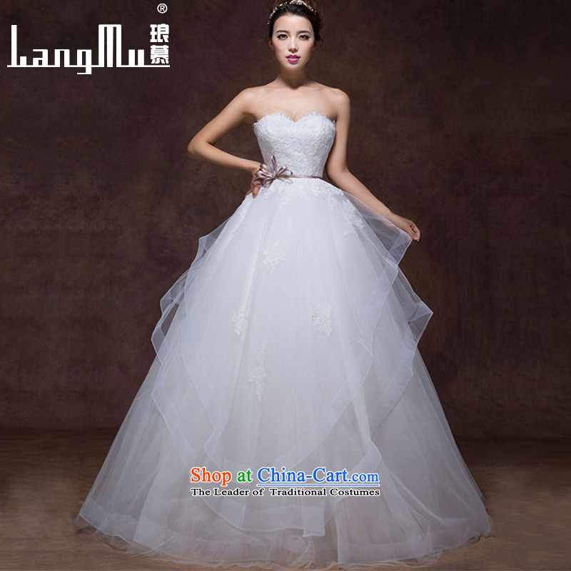 The 2015 autumn Luang new stylish and simple bow tie point drill belt alignment with chest A swing to yarn wedding dresses m White Advanced Customization