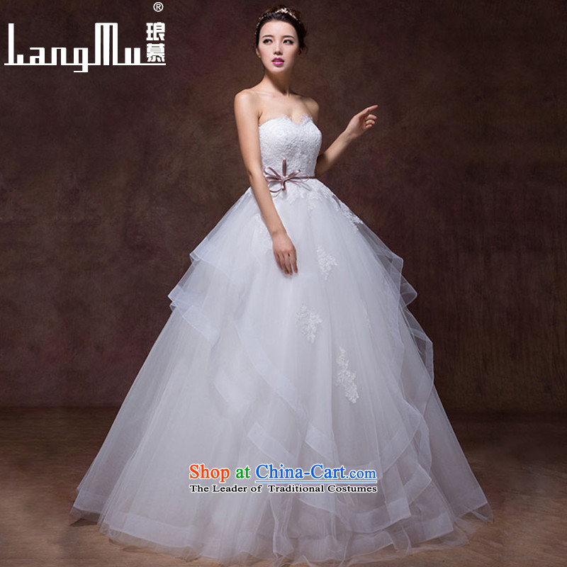 The 2015 autumn Luang new stylish and simple bow tie point drill belt alignment with chest A swing to yarn wedding dresses m White advanced customization, Luang in , , , shopping on the Internet