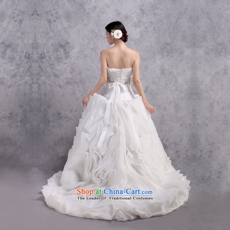 The new 2015 Luang anointed chest wedding dresses vera Wang style tail flowers wedding customised Weiwei) m White L, Luang in , , , shopping on the Internet