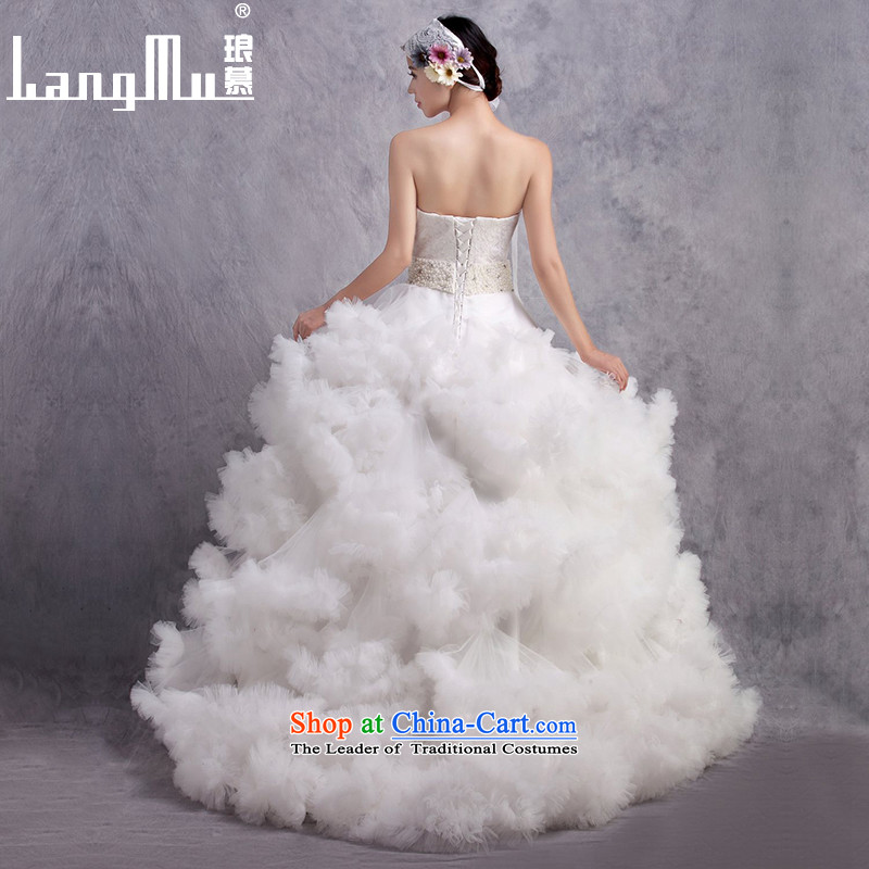 The new 2015 Luang anointed chest wedding dresses luxurious large tail dance of the cloud flowers customised m White advanced customization, Luang in , , , shopping on the Internet
