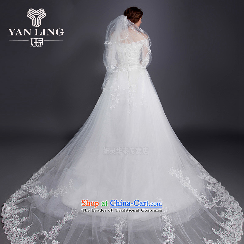 The Korean version of the 2015 new high-fashion waist bride tail wedding V-neck and chest straps dress WD0009 white L, Charlene Choi spirit has been pressed shopping on the Internet