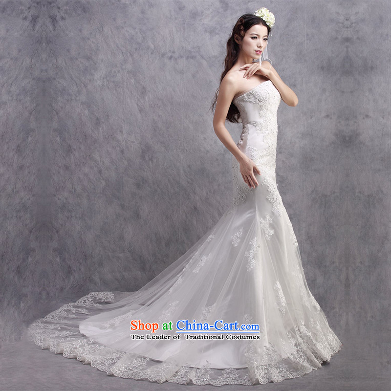 The new 2015 Luang wedding dresses Korean word   shoulder Stylish retro sexy palace bride tail wedding m White advanced customization, Luang in , , , shopping on the Internet