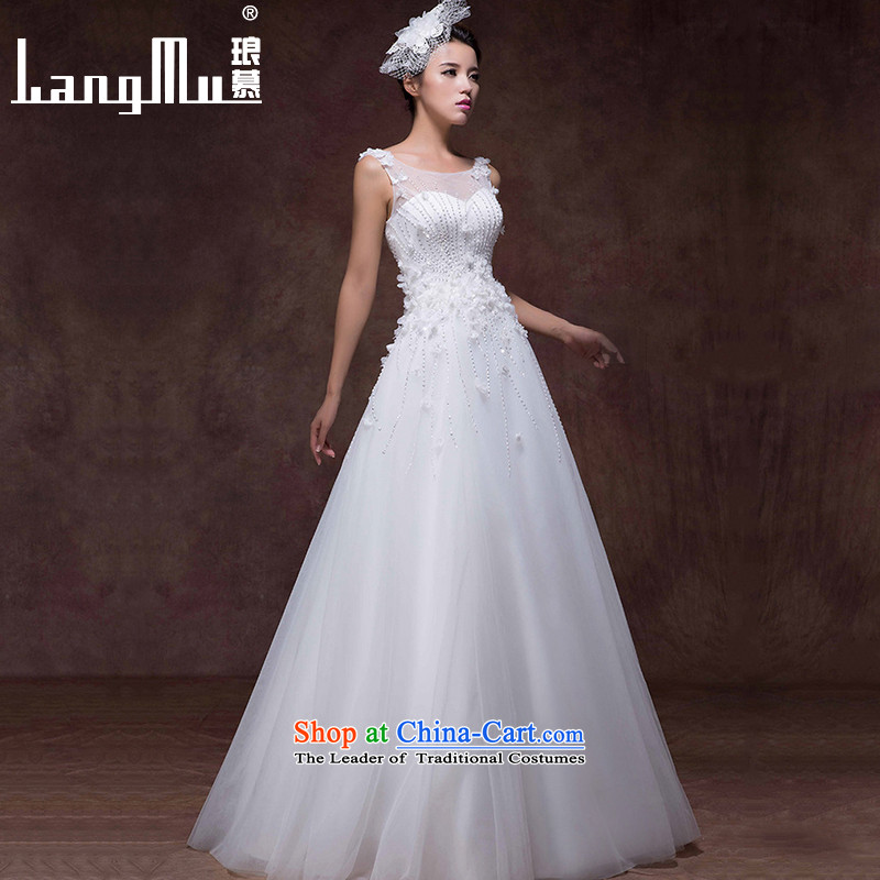 The new 2015 Luang wedding dresses Korean shoulders with Sau San lace flowers to align the bride wedding custom m White advanced customization, Luang in , , , shopping on the Internet
