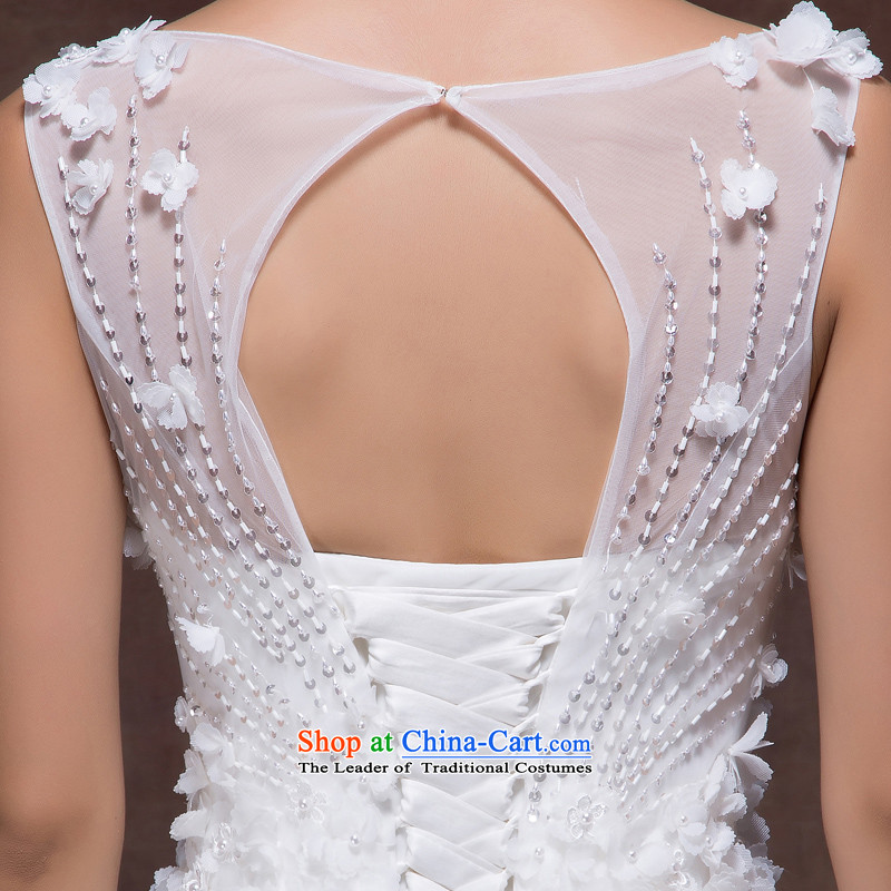 The new 2015 Luang wedding dresses Korean shoulders with Sau San lace flowers to align the bride wedding custom m White advanced customization, Luang in , , , shopping on the Internet