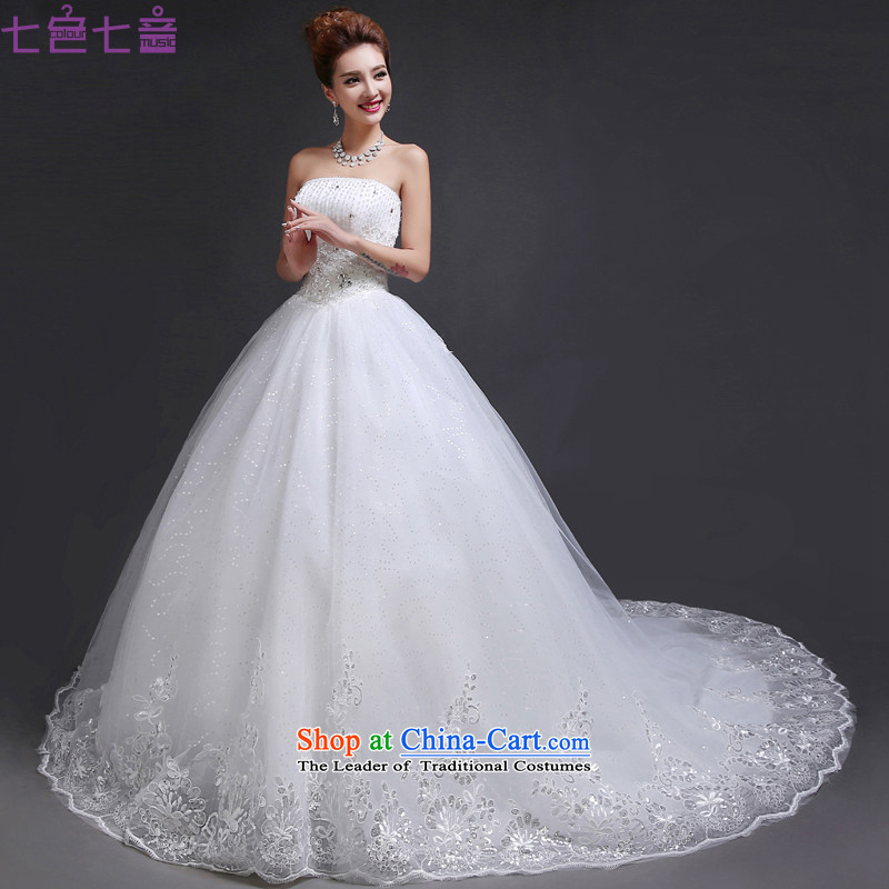 7 Color 7 tone Korean New anointed chest 2015 tail binding with a bright drill and sexy wedding dress H060 White M