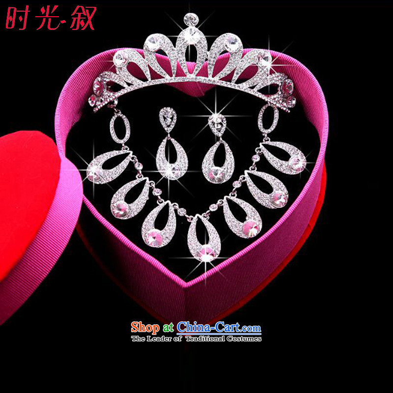The Syrian brides Korean-hour head ornaments of international crown necklace earrings kit 3 water droplets of Jewelry marry hair decorations wedding accessories accessories Gift Box 3-piece set