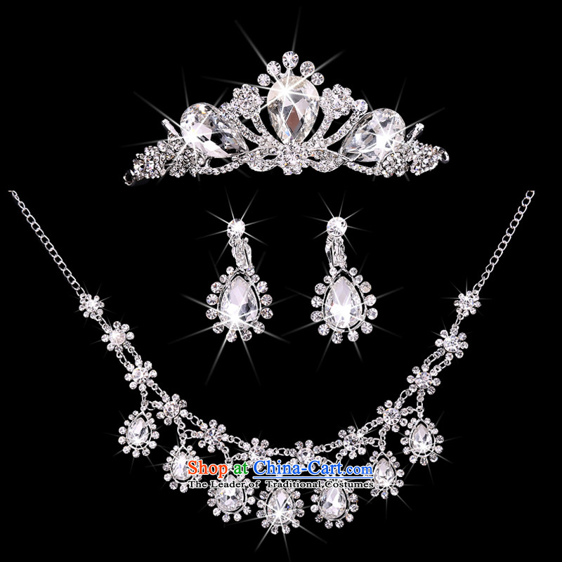 Time the new Syrian) Korean brides head ornaments of international crown necklace earrings three Kit Jewelry marry hair decorations wedding accessories accessories crown, Syria has been pressed time shopping on the Internet