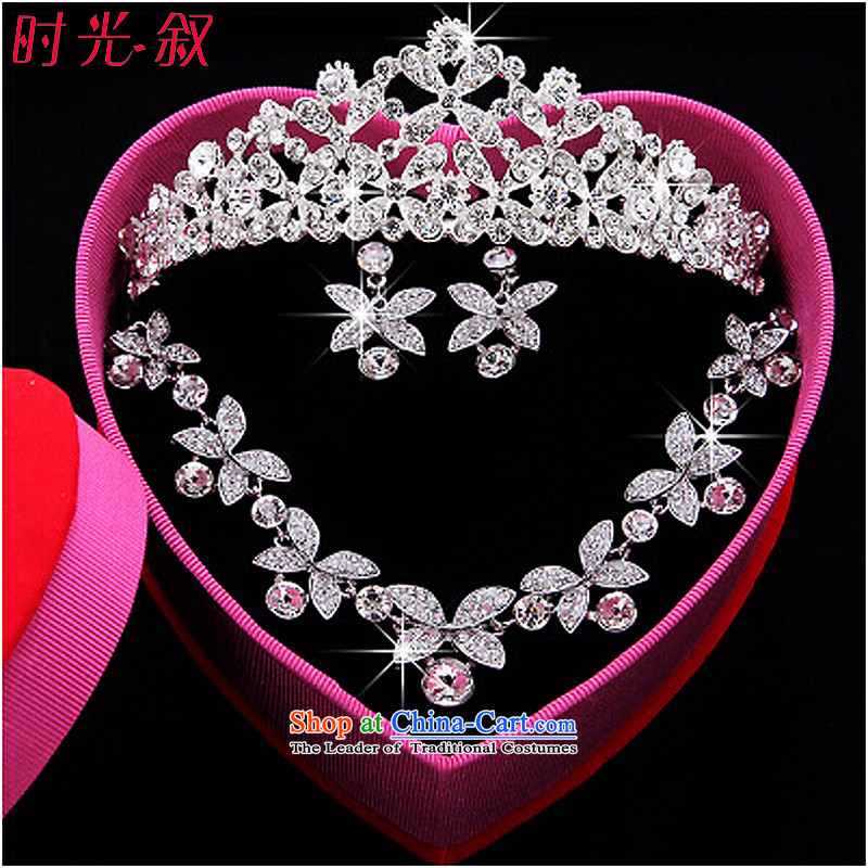 Time Syrian wedding jewelry accessories gift sets marriage yarn sweet crown necklace earrings three Kit Head Ornaments jewelry hair accessories wedding accessories water drilling crown, Syria has been pressed time shopping on the Internet