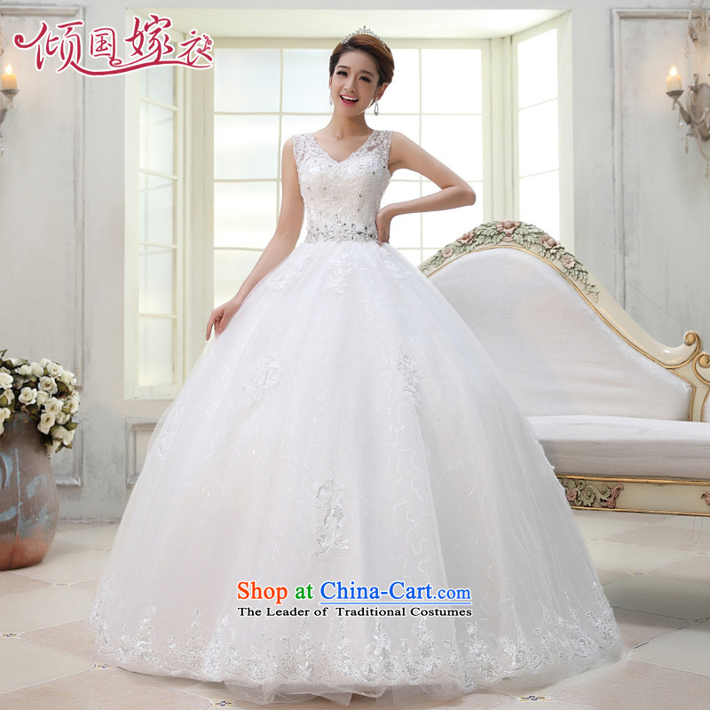 Wedding dresses new 2015 Summer shoulders to align the wedding video Thin Dark Sau San V-neck strap for larger winter White XL, dumping of wedding dress shopping on the Internet has been pressed.