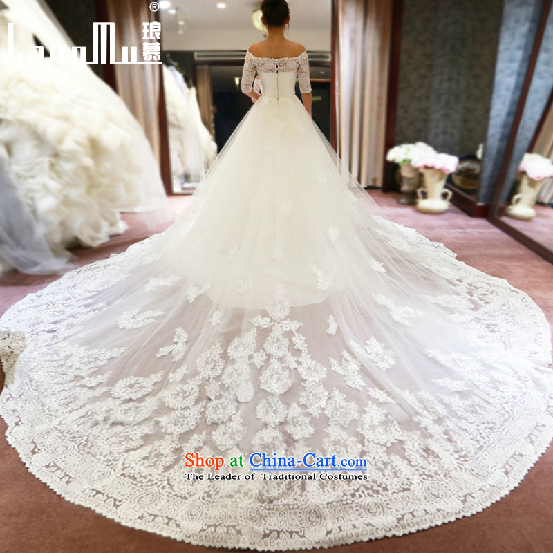 The new 2015 Luang word for long-sleeved to align the shoulder wedding dresses long tail lace Sau San video thin large tail tail 1 M , L, Luang in , , , shopping on the Internet