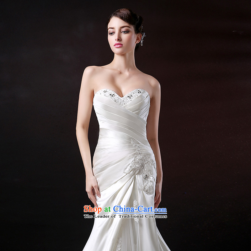 Custom dressilyme wedding by 2015 new anointed chest crowsfoot bride wedding dress satin lace diamond long tail wedding dress XXS- white out of stock of 25 days Shipment ,DRESSILY OCCASIONS ME WEAR ON-LINE,,, shopping on the Internet