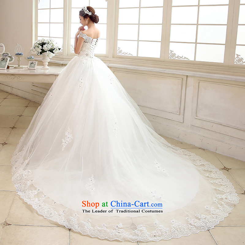 7 Color 7 tone Korean wedding dress 2015 new long tail lace a shoulder larger display field thin white to align H062 custom, M, 7 color 7 Tone , , , shopping on the Internet