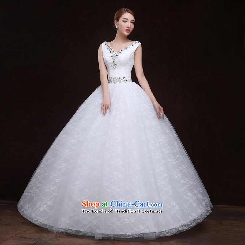 Maximum Number of Temporal wedding dresses 2015 new Korean sexy V-Neck diamond lace back pregnant women custom wedding dress White XL, love of the overcharged shopping on the Internet has been pressed.
