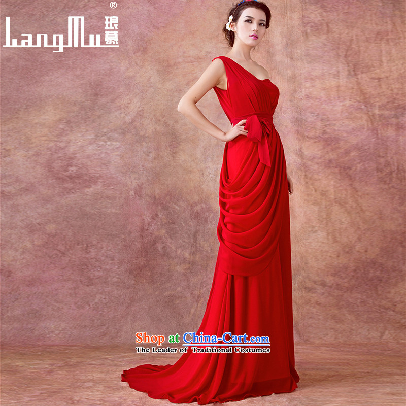 The new 2015 Luang bride wedding dress bows services will meet in evening dress suit long long skirt wine red advanced customization, Luang in , , , shopping on the Internet
