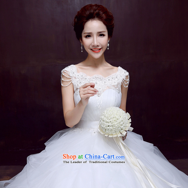 Wedding dresses new Word 2015 autumn and winter your shoulders to bride wedding Sau San video thin sweet strap wedding pregnant women white?L