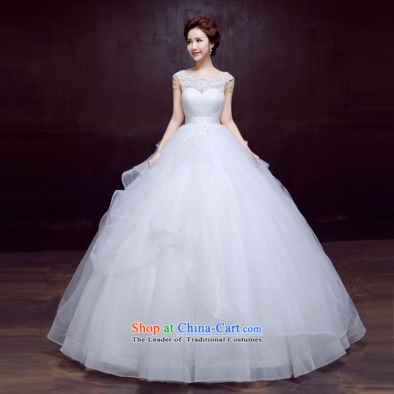 Wedding dresses new Word 2015 autumn and winter your shoulders to bride wedding Sau San video thin sweet strap wedding white L, dumping of pregnant women who marry Yi shopping on the Internet has been pressed.