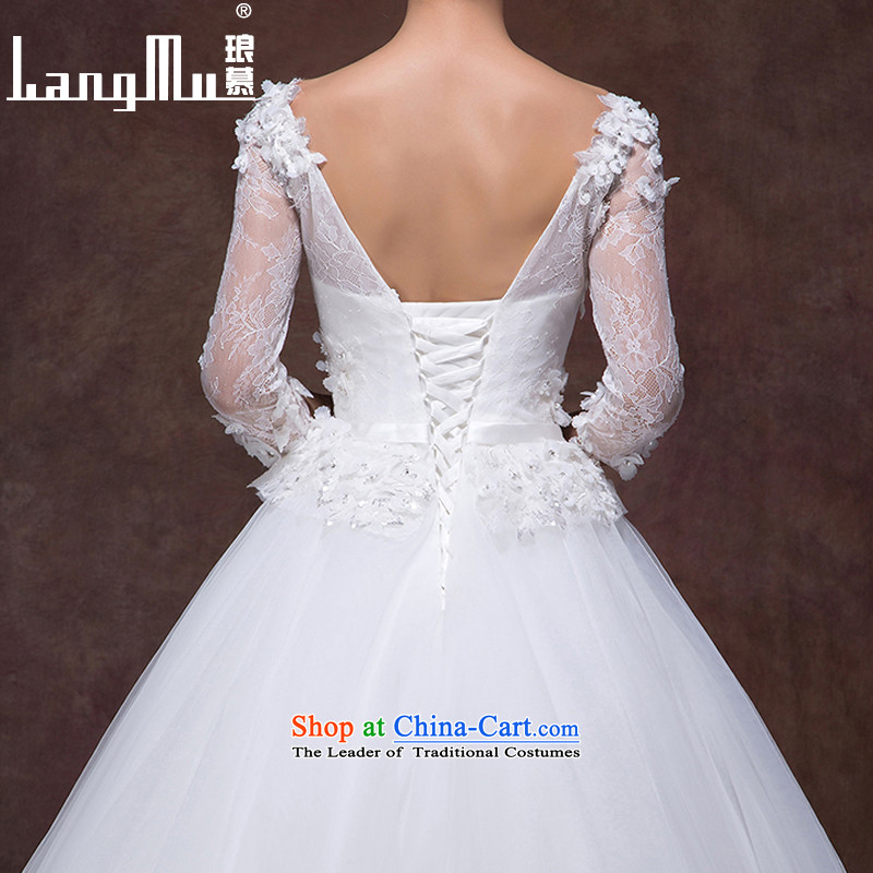 The wedding dresses Luang new stylish bride Korean 2015 word shoulder graphics thin manually align to bind with flowers fall and winter m White L, Luang in , , , shopping on the Internet