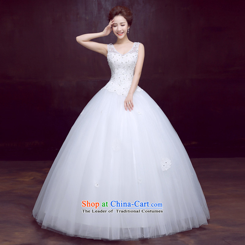 Wedding dresses new 2015 autumn and winter shoulders to align the bride wedding video Thin Dark Sau San V-Neck Strap sweet wedding WhiteXXL